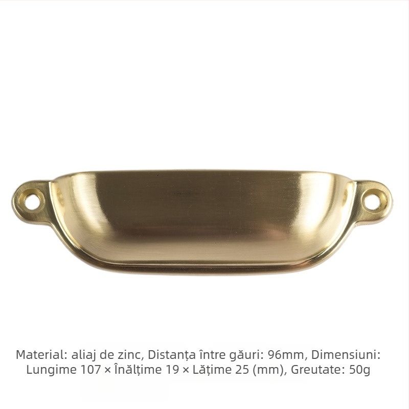 Mâner pentru dulap/sertar – design semicerc, formă scoică-urechi, aliaj de zinc, finisaj electrogalvanic lacuit bake varnish, model CH368