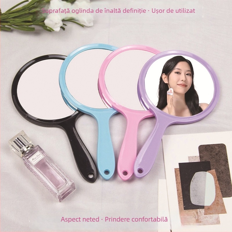 Oglindă de mână, cu fațe duble și lupă, lentilă din aluminiu, ramă PU/PS/PVC