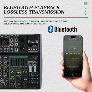 Mixer cu 8 canale, DSP încorporat 99, egalizator pe 7 benzi, Bluetooth și înregistrare MP3 internă