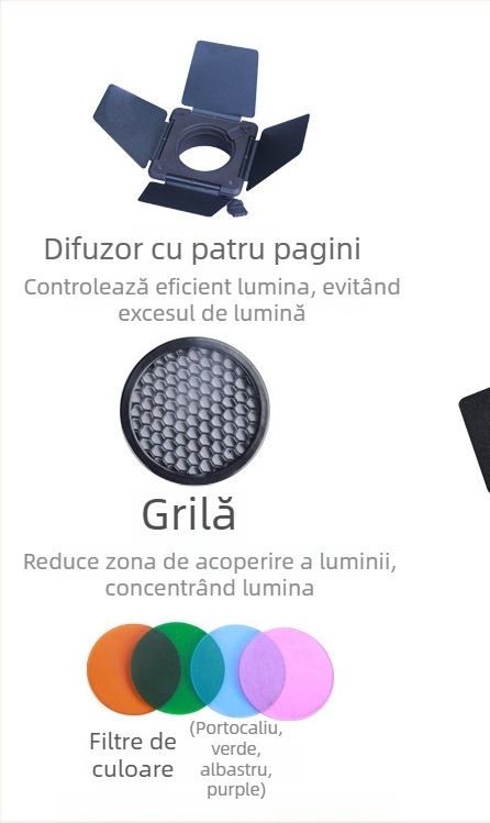 BJ-600B Lumină LED profesională pentru fotografie, pentru film/TV și live streaming, 30W, 5600K, fascicul 120°, AC 90–240V