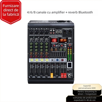 Amplificator de putere cu mixer încorporat și efecte DSP, Bluetooth și interfață USB, ieșire 25W, mufă XLR, pentru scenă, KTV, streaming live și înregistrare