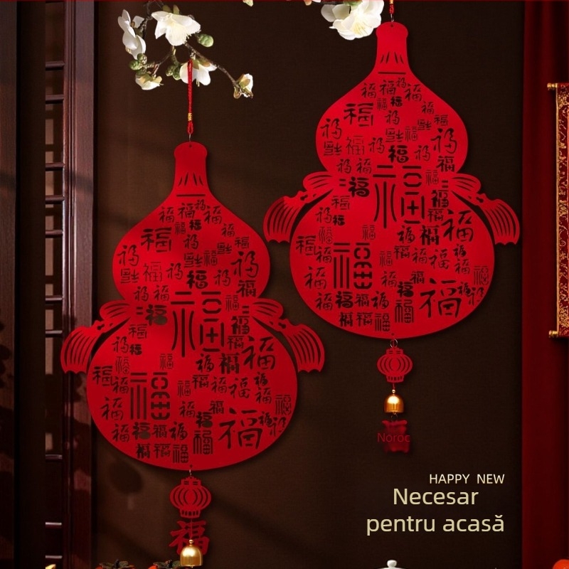 Decorativ de Anul Nou, din catifea, lucrat manual, decor pentru Festivalul Primăverii, stil chinezesc.