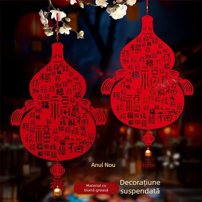Decorativ de Anul Nou, din catifea, lucrat manual, decor pentru Festivalul Primăverii, stil chinezesc.