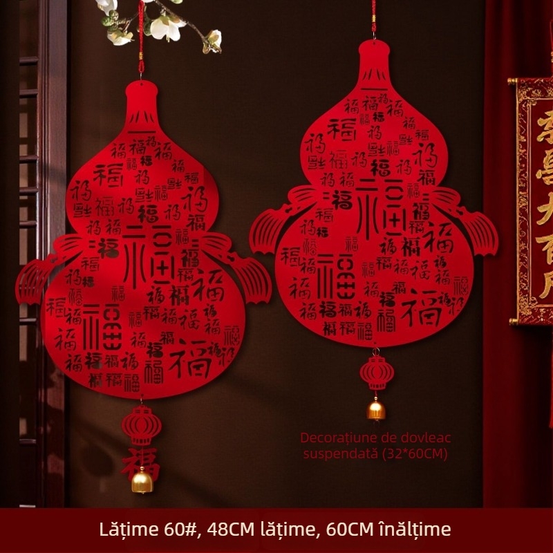 Decorativ de Anul Nou, din catifea, lucrat manual, decor pentru Festivalul Primăverii, stil chinezesc.