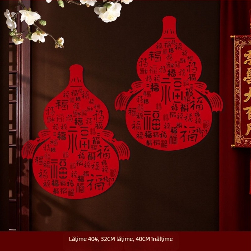 Decorativ de Anul Nou, din catifea, lucrat manual, decor pentru Festivalul Primăverii, stil chinezesc.