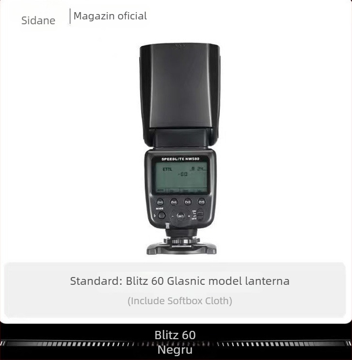 Stanard FK580 bliț DSLR TTL cu cap de zoom, încărcare 2-5 kg, greutate 0,4 kg, garanție; inclus: bliț, husă, bază micro, manual de utilizare