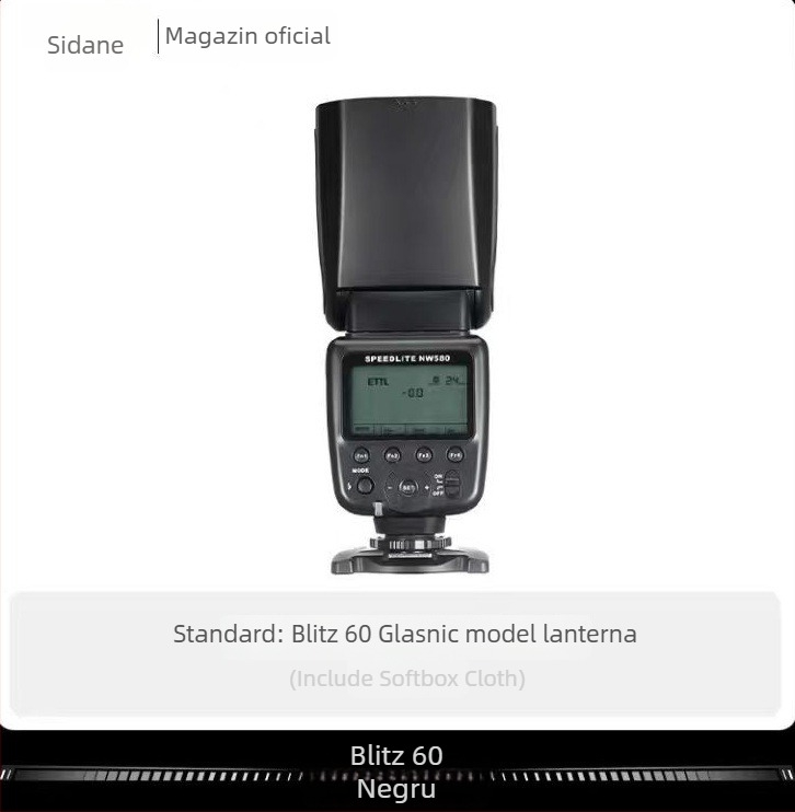 Stanard FK580 bliț DSLR TTL cu cap de zoom, încărcare 2-5 kg, greutate 0,4 kg, garanție; inclus: bliț, husă, bază micro, manual de utilizare