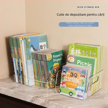 Cutie de depozitare pentru desktop din plastic PET, transparentă, capacitate 2L, model A10201, design modern minimalist