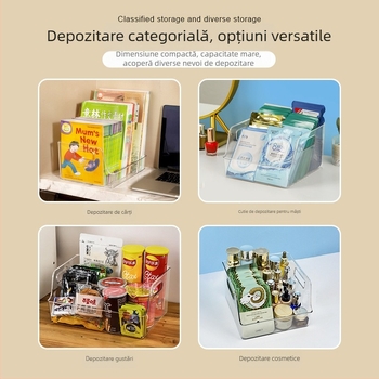 Cutie de depozitare pentru desktop din plastic PET, transparentă, capacitate 2L, model A10201, design modern minimalist