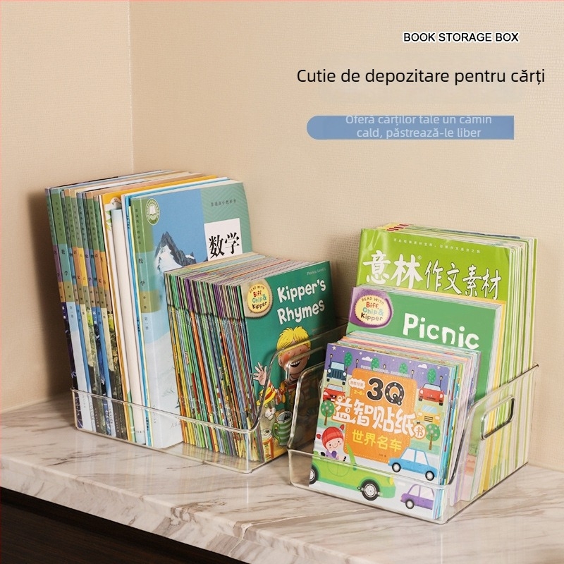 Cutie de depozitare pentru desktop din plastic PET, transparentă, capacitate 2L, model A10201, design modern minimalist