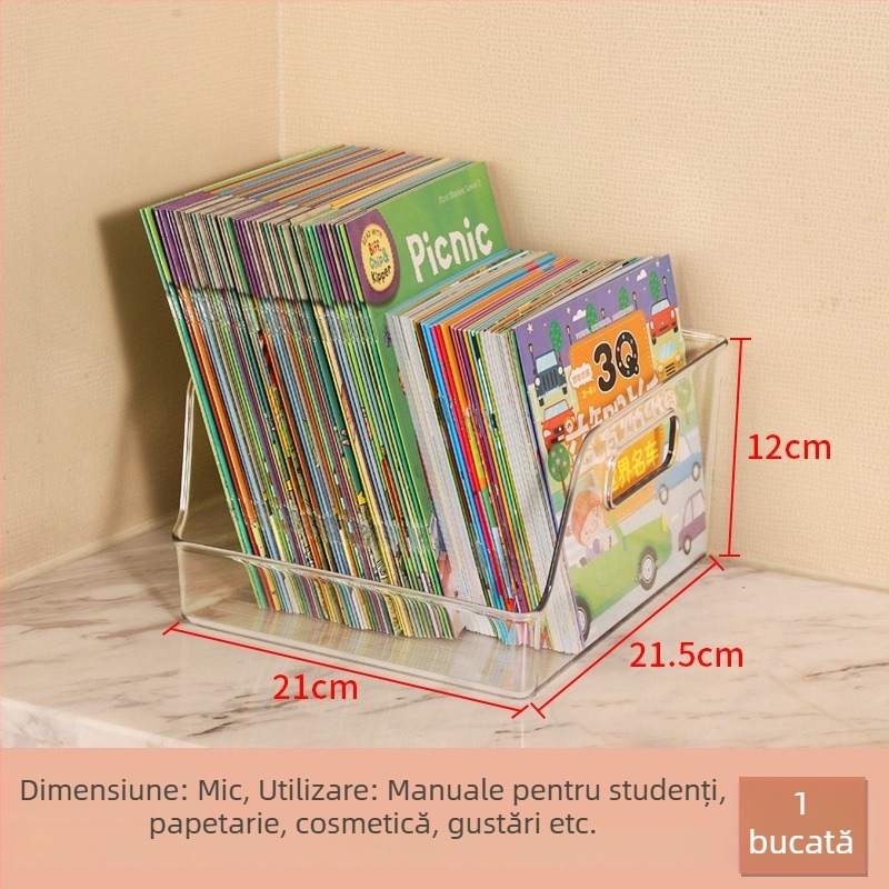 Cutie de depozitare pentru desktop din plastic PET, transparentă, capacitate 2L, model A10201, design modern minimalist