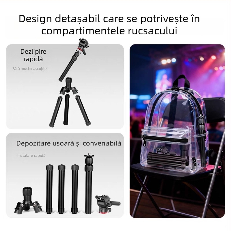 Trepied pentru cameră cu gimbal hidraulic, din aliaj de aluminiu, capacitate de încărcare 2–5 kg, greutate 1,16 kg, placă cu eliberare rapidă