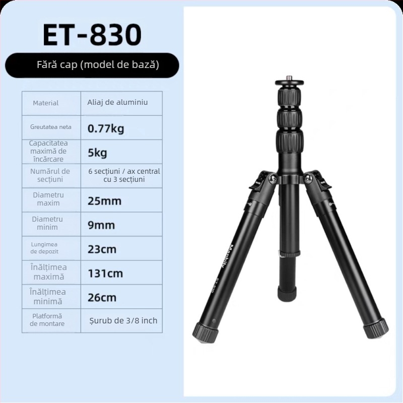 Trepied pentru cameră cu gimbal hidraulic, din aliaj de aluminiu, capacitate de încărcare 2–5 kg, greutate 1,16 kg, placă cu eliberare rapidă