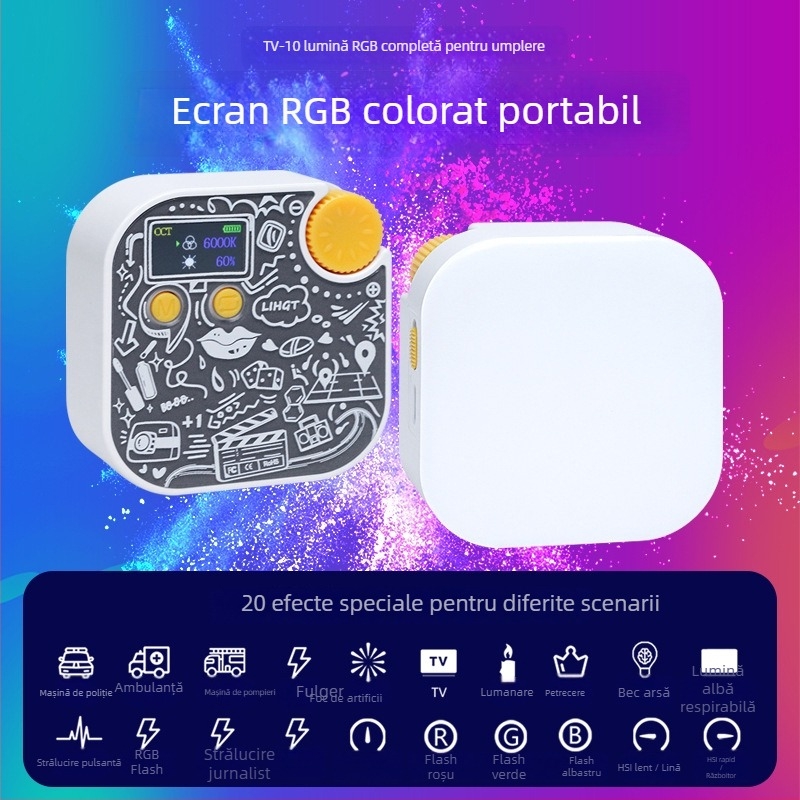 Lumină portabilă pentru fotografie (6W, 5V, reglaj al luminozității, alimentare proprie)