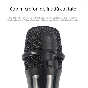 Microfon dinamic portabil JY-SX24G – 2 canale, 20 Hz–20 kHz, SNR ≥85 dB, autonomie baterie >12h
