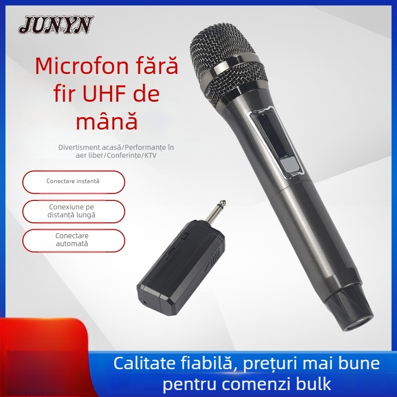 Microfon dinamic portabil JY-SX24G – 2 canale, 20 Hz–20 kHz, SNR ≥85 dB, autonomie baterie >12h