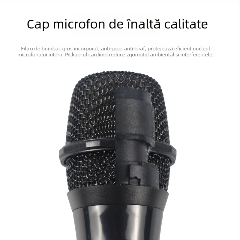 Microfon dinamic portabil JY-SX24G – 2 canale, 20 Hz–20 kHz, SNR ≥85 dB, autonomie baterie >12h