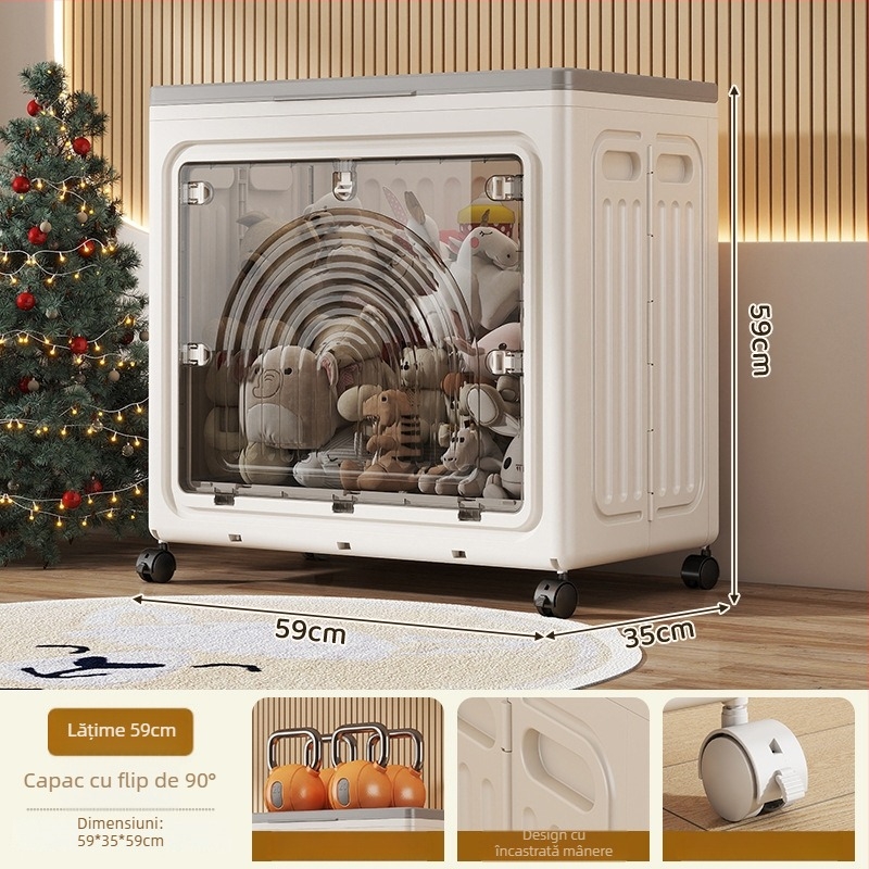 Gassner cutie de depozitare din plastic pliabilă, cu capac basculant – fără montaj, capacitate mare pentru haine, pături și jucării