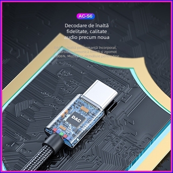 Adaptor Type-C la 3,5mm DAC pentru telefoane mobile