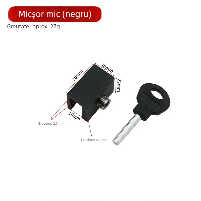 Mecanism de încuietoare pentru ferestre — aliaj de aluminiu, pentru ferestre glisante, cu încuietoare pentru copii și protecție împotriva furtului