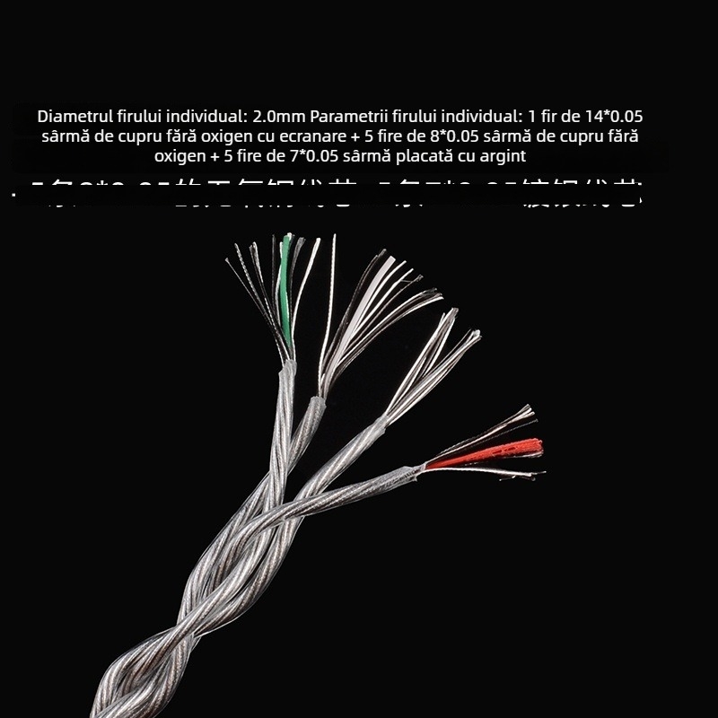 Koceta MMCX 0.78 mm QDC 3.5 mm 4.4 Balansat, placat cu argint, cablu ecranat pentru căști – upgrade