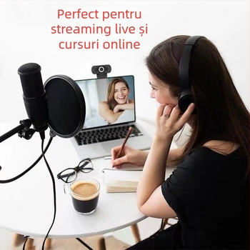 Cameră web USB HD cu microfon încorporat, senzor de 2 MP, rezoluție 1600x1200, 30FPS, USB 2.0, pentru desktop și notebook
