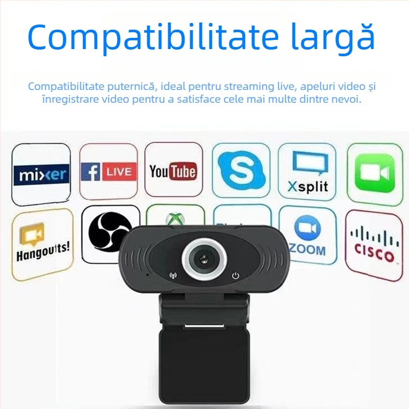 Cameră web USB HD cu microfon încorporat, senzor de 2 MP, rezoluție 1600x1200, 30FPS, USB 2.0, pentru desktop și notebook