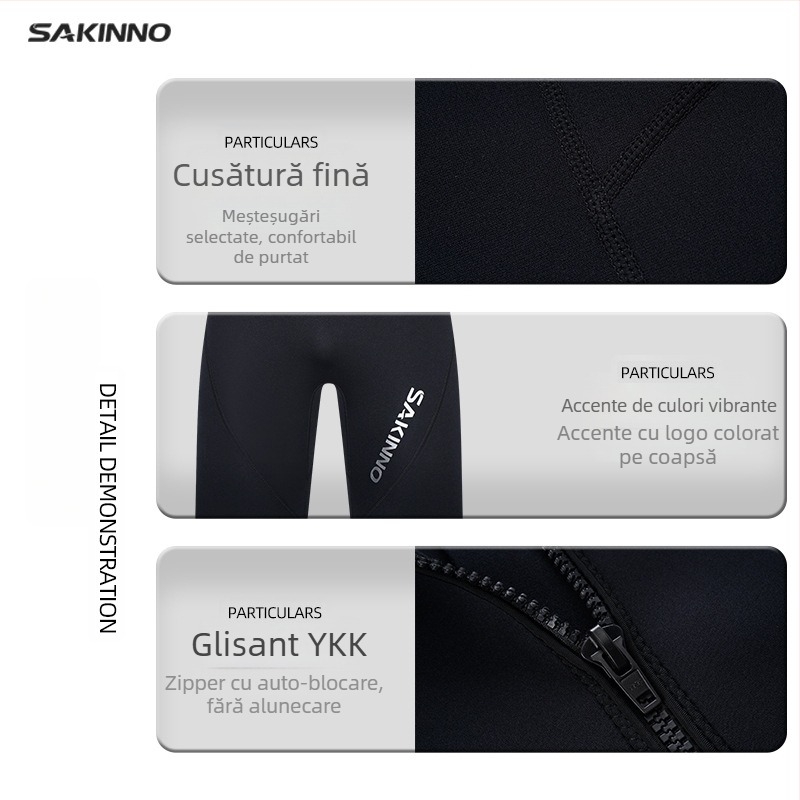 Costum de neopren unu-piesă cu mâneci lungi și picioare lungi – Sharkcono; menține căldura; unisex; pentru înot și scufundări