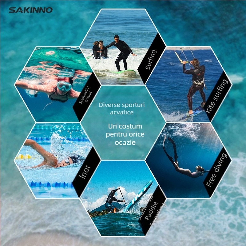 Costum de neopren unu-piesă cu mâneci lungi și picioare lungi – Sharkcono; menține căldura; unisex; pentru înot și scufundări