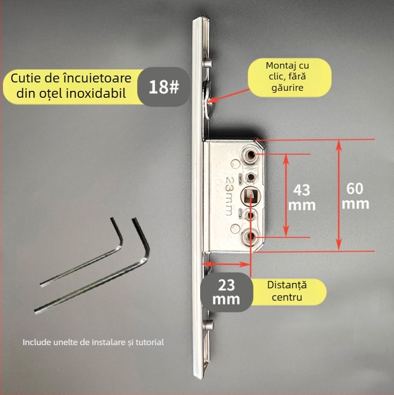 Cutie de încuietori din oțel inoxidabil pentru sistemul de hardware al ferestrelor și ușilor – Model: Cutie de încuietori din oțel inoxidabil, Cod: F78788mm7tmm76