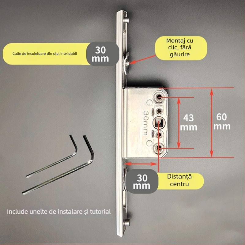 Cutie de încuietori din oțel inoxidabil pentru sistemul de hardware al ferestrelor și ușilor – Model: Cutie de încuietori din oțel inoxidabil, Cod: F78788mm7tmm76