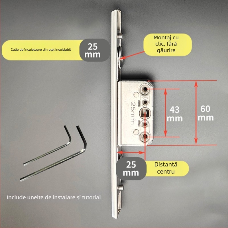 Cutie de încuietori din oțel inoxidabil pentru sistemul de hardware al ferestrelor și ușilor – Model: Cutie de încuietori din oțel inoxidabil, Cod: F78788mm7tmm76