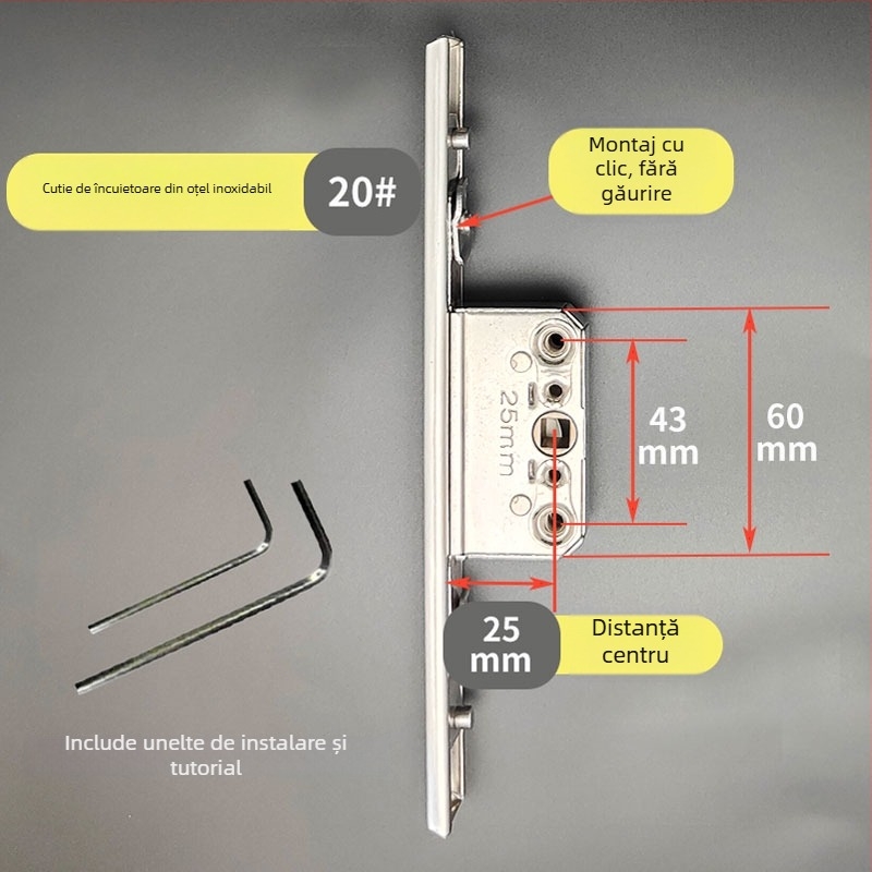 Cutie de încuietori din oțel inoxidabil pentru sistemul de hardware al ferestrelor și ușilor – Model: Cutie de încuietori din oțel inoxidabil, Cod: F78788mm7tmm76