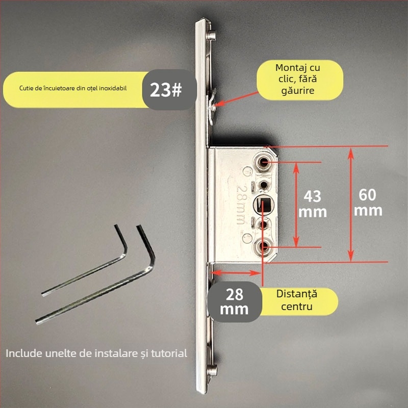 Cutie de încuietori din oțel inoxidabil pentru sistemul de hardware al ferestrelor și ușilor – Model: Cutie de încuietori din oțel inoxidabil, Cod: F78788mm7tmm76