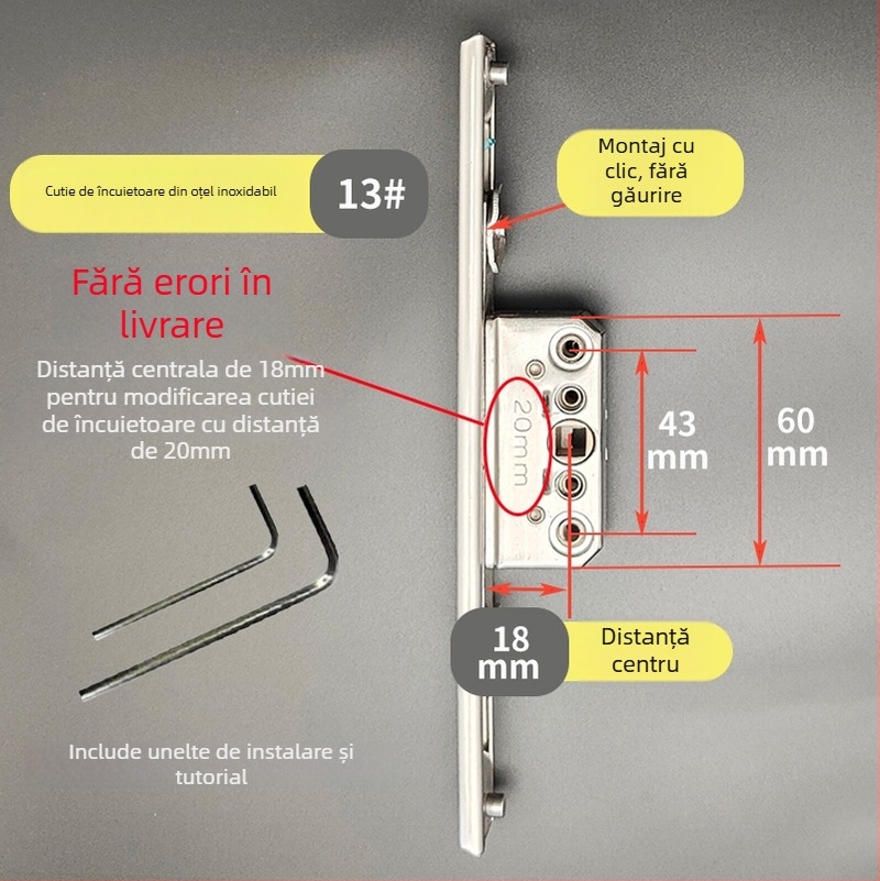 Cutie de încuietori din oțel inoxidabil pentru sistemul de hardware al ferestrelor și ușilor – Model: Cutie de încuietori din oțel inoxidabil, Cod: F78788mm7tmm76