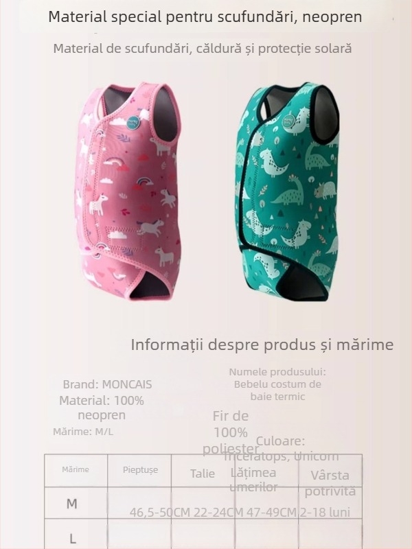 Costum de baie pentru copii din neopren, călduros, unisex, cod RTCL-013