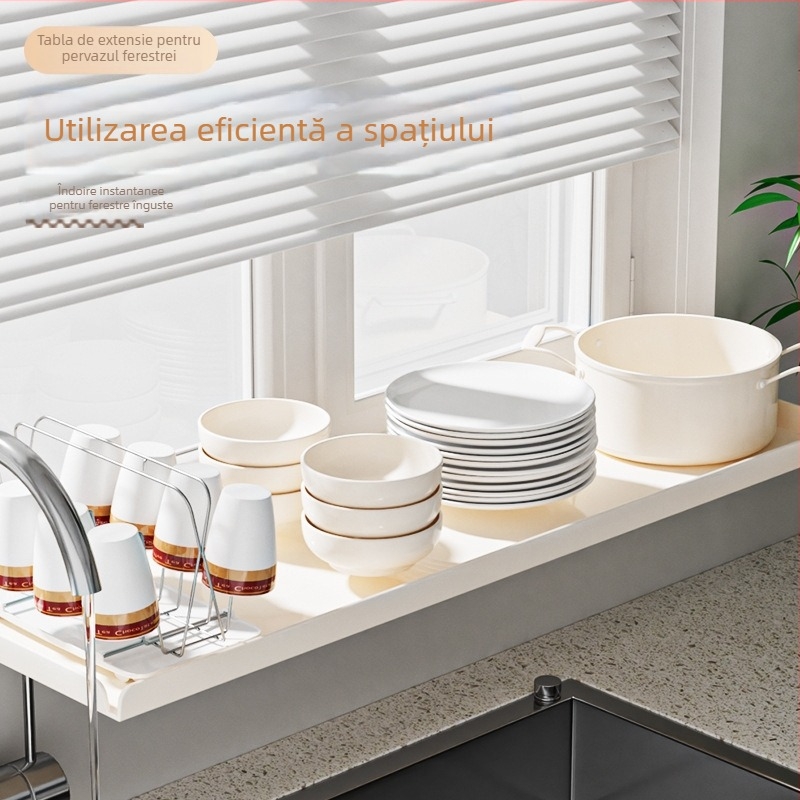 Placă extensibilă pentru pragul bucătăriei – montaj magnetic pe perete, fără găuri, din oțel carbon, raft extensibil de depozitare pentru ferestre înguste