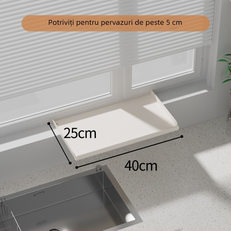 Placă extensibilă pentru pragul bucătăriei – montaj magnetic pe perete, fără găuri, din oțel carbon, raft extensibil de depozitare pentru ferestre înguste