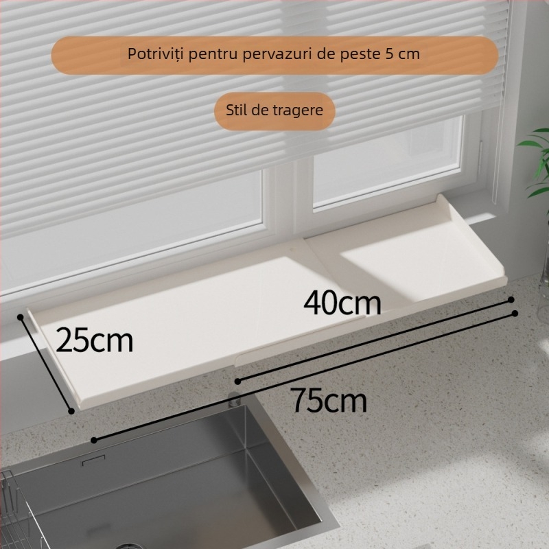 Placă extensibilă pentru pragul bucătăriei – montaj magnetic pe perete, fără găuri, din oțel carbon, raft extensibil de depozitare pentru ferestre înguste