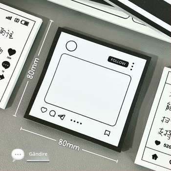 Bloc de notițe adezive, 50 pagini interioare, gata de lipire, Brand: Other, fără licență IP