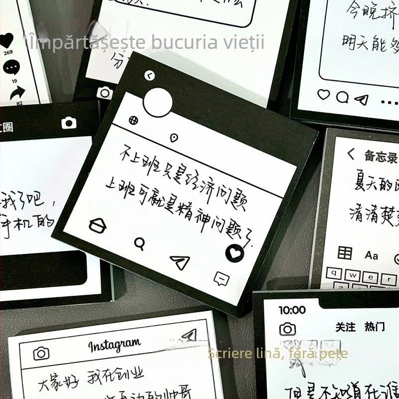 Bloc de notițe adezive, 50 pagini interioare, gata de lipire, Brand: Other, fără licență IP