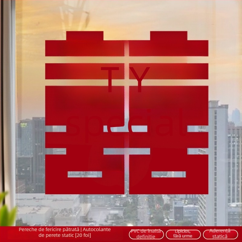 Autocolant electrostatic pentru ferestre de nuntă (PVC, Taocai, Nu este importat, Categorie: Cuvânt fericit)