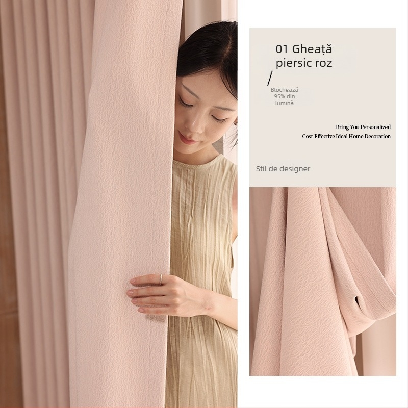 Perdele Chenille cu model Jasmine, dublă față, Stil francez, lux ușor, Umbrire înaltă 71–99%, pentru living și dormitor