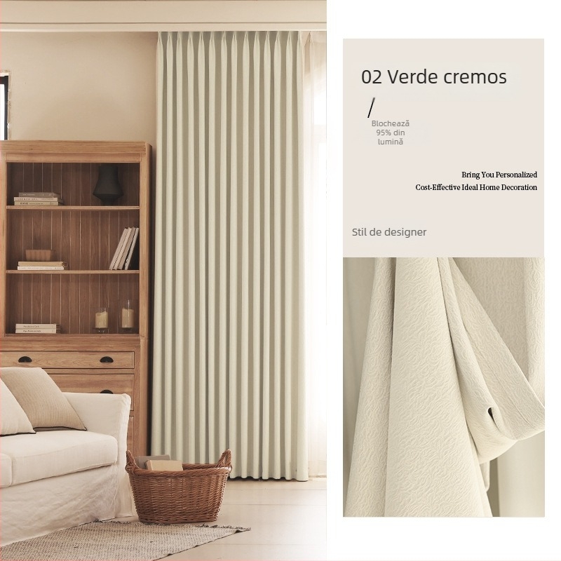 Perdele Chenille cu model Jasmine, dublă față, Stil francez, lux ușor, Umbrire înaltă 71–99%, pentru living și dormitor