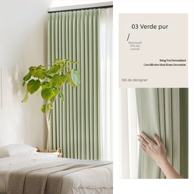 Perdele Chenille cu model Jasmine, dublă față, Stil francez, lux ușor, Umbrire înaltă 71–99%, pentru living și dormitor