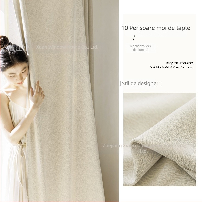 Perdele Chenille cu model Jasmine, dublă față, Stil francez, lux ușor, Umbrire înaltă 71–99%, pentru living și dormitor