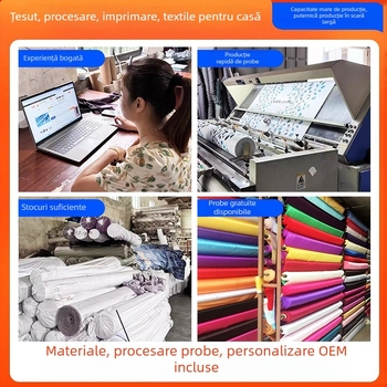 Draperie pentru living, montaj fără găuri, poliester imprimat, umbrire parțială 40-70%, stil sud-est asiatic