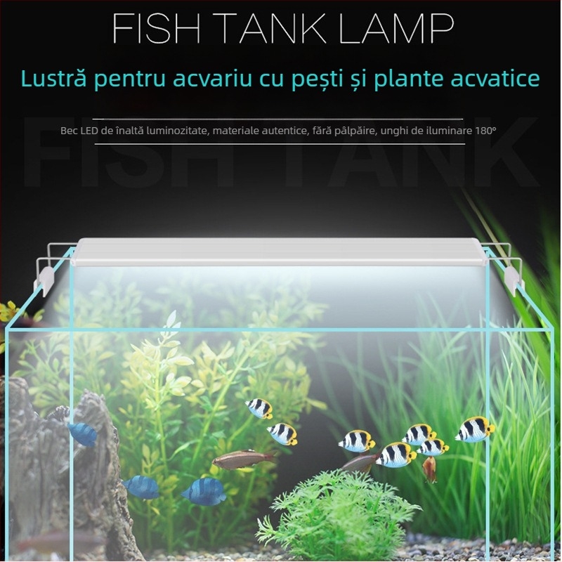 Serin lampă LED ultra-subțire pentru acvariu, iluminare pentru plante acvatice, suport cu clips reglabil pentru acvariu, 5–16W, plastic, 400 g