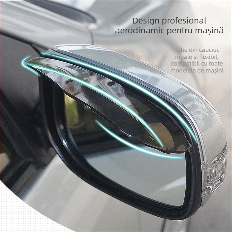 Scut de ploaie pentru oglinda retrovizoare auto – 3R, cauciuc, instalare cu adeziv, potrivire universală, personalizabil