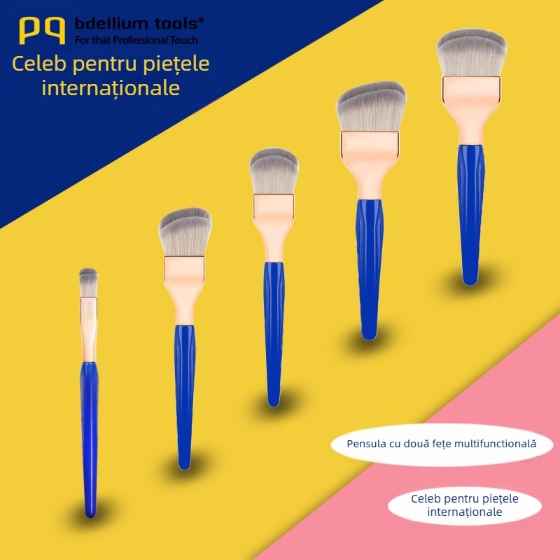 Perie dublu fațetată pentru fond de ten – nu absoarbe și nu se lipește de pudră, model BD, tip: pensulă de machiaj, durată de viață 3 ani, potrivită pentru toate tipurile de ten